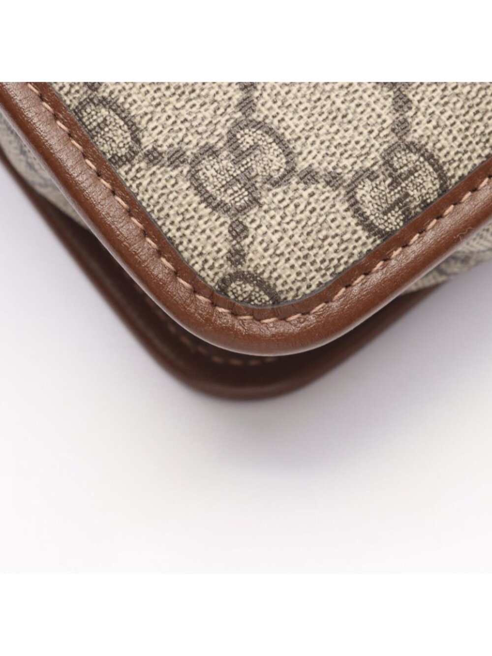 Gucci Shoulder Bag Interlocking GG Supreme Beige Brown Canvas Leather - Picture 5 of 8